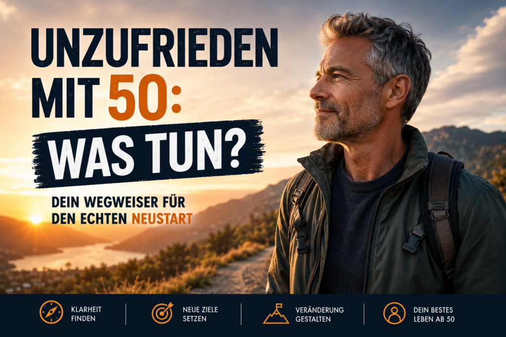 Motivierter Mann über 50 blickt entschlossen in die Zukunft und plant seinen Neustart im Leben